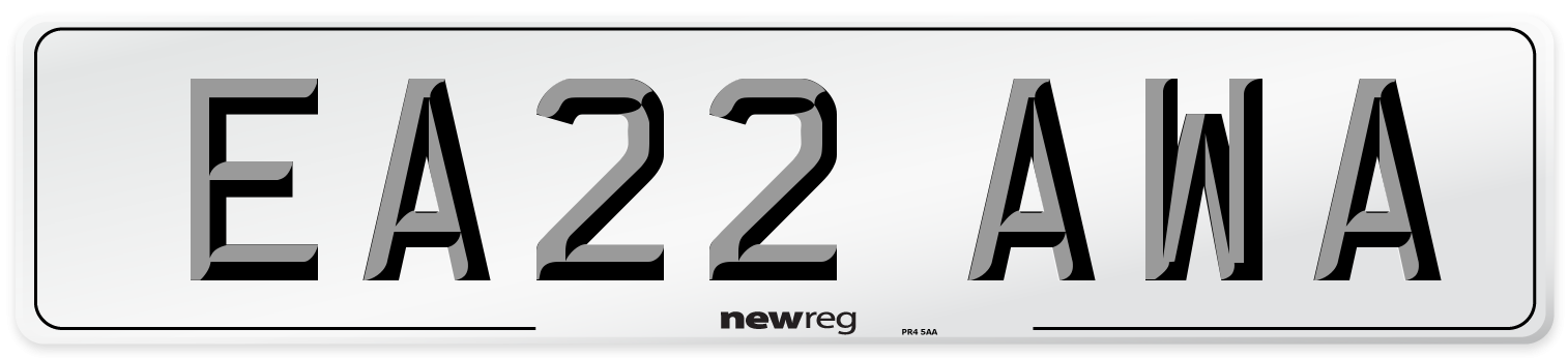 EA22 AWA Number Plate from New Reg